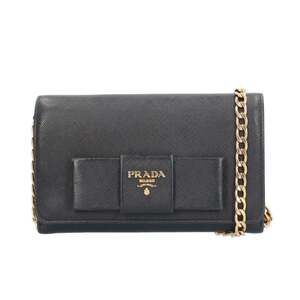 PRADA Black Leather Saffiano Shoulder Bag